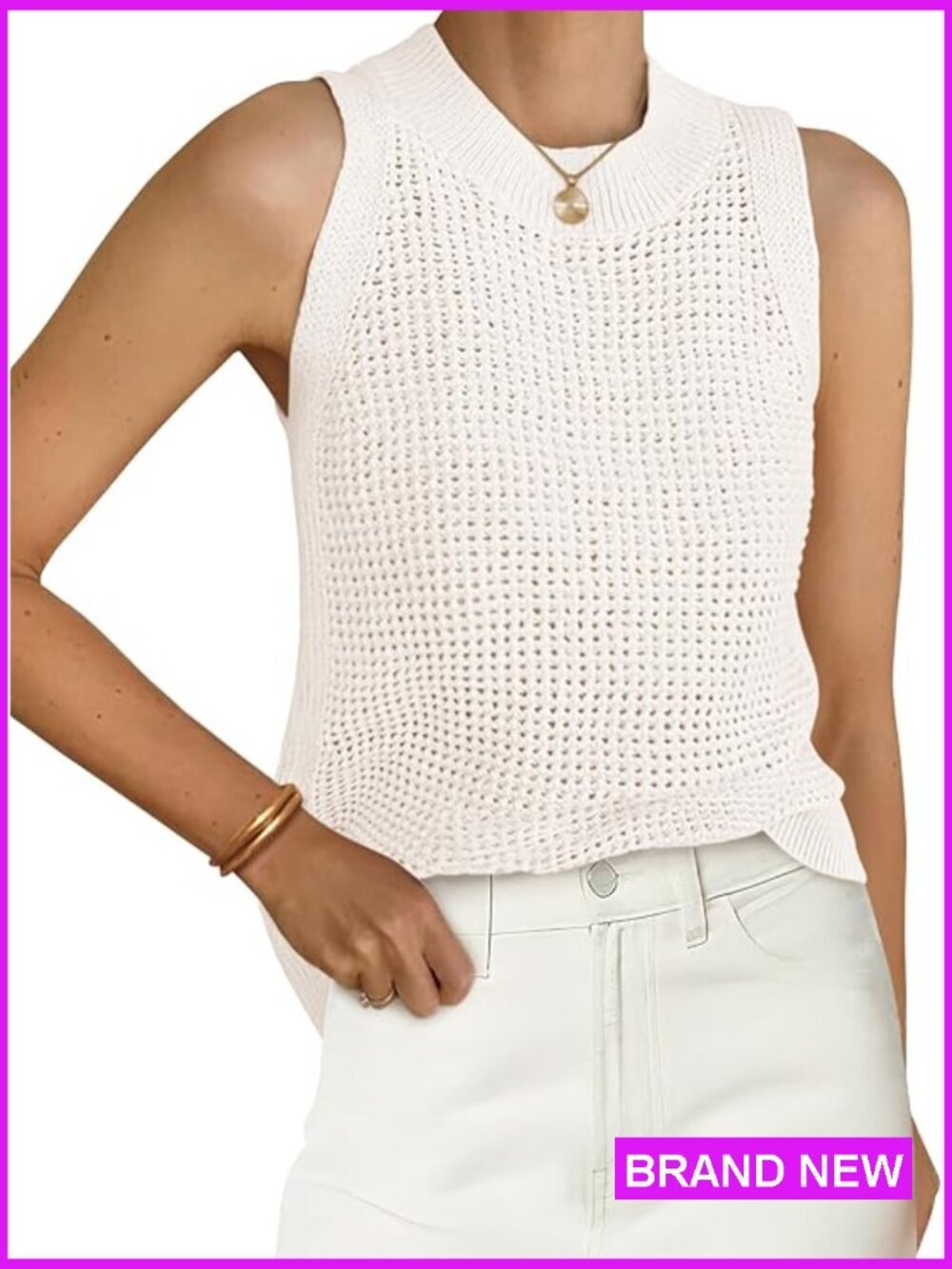 Crochet Tank Top Sleeveless Hollow Out Knit Summer Vest Trendy Going Out